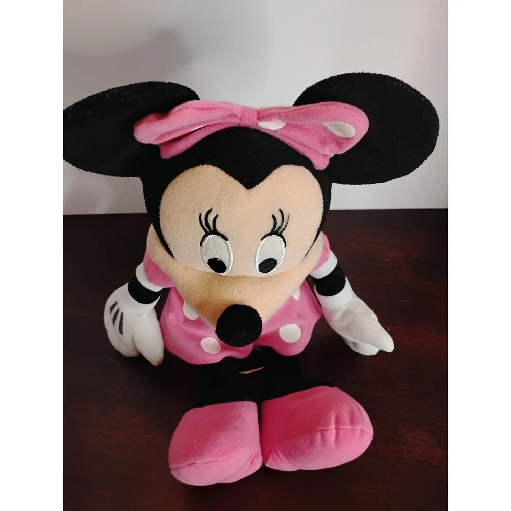 Disney Minnie Mouse Plush Pink Polka Dot Dress Stuffed Animal Toy 16 inch